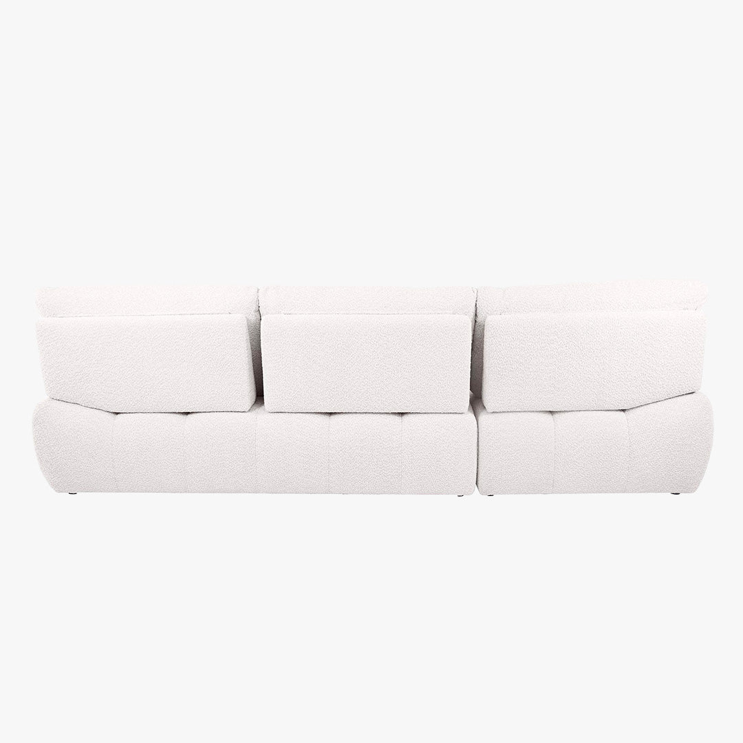 DALIA Canapé d'angle avec dossier amovible en tissu blanc écru - Angle gauche