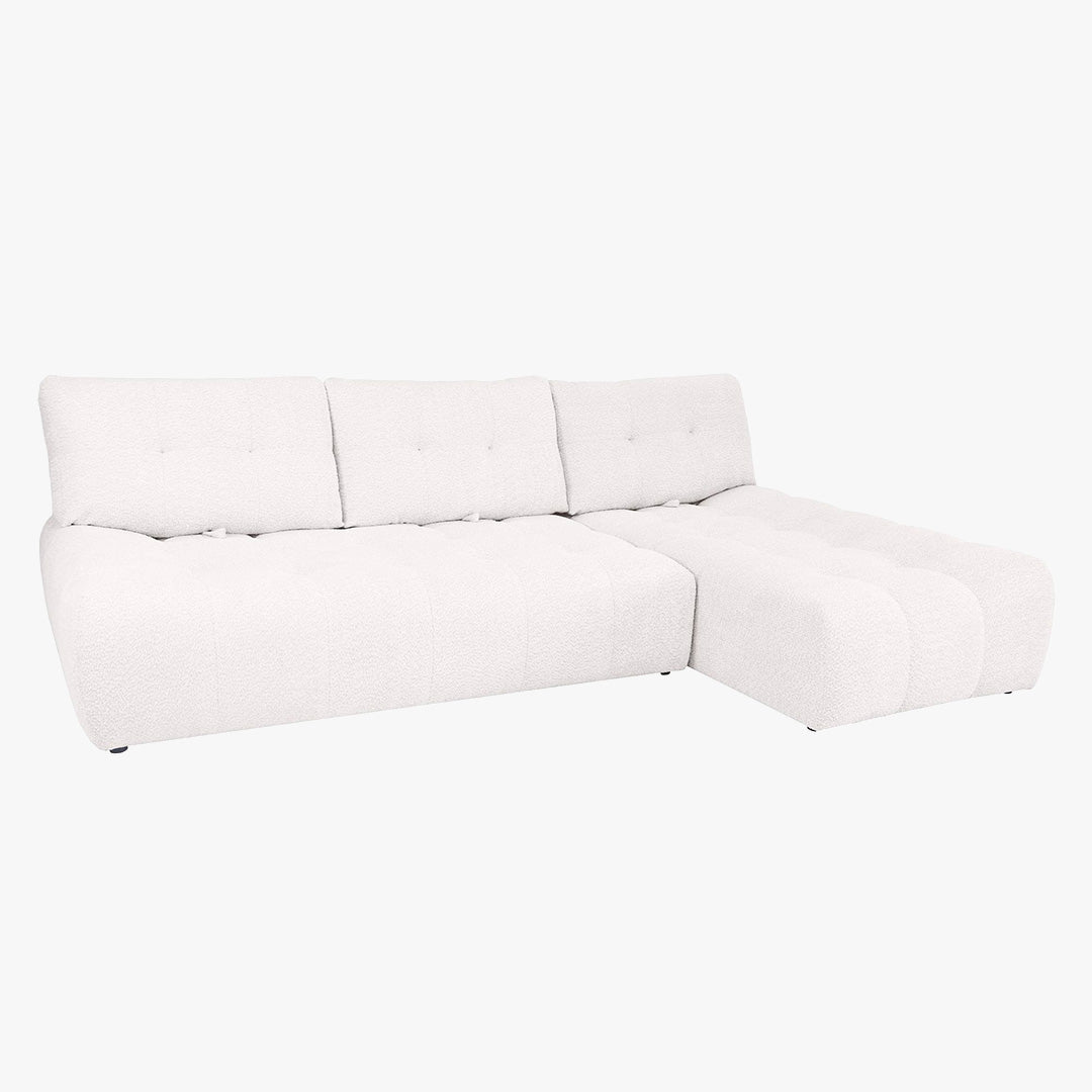 DALIA Canapé d'angle avec dossier amovible en tissu blanc écru  - Angle droit
