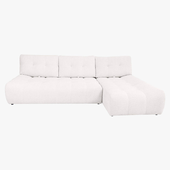 DALIA Canapé d'angle avec dossier amovible en tissu blanc écru  - Angle droit