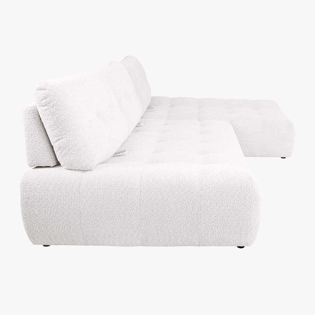 DALIA Canapé d'angle avec dossier amovible en tissu blanc écru  - Angle droit