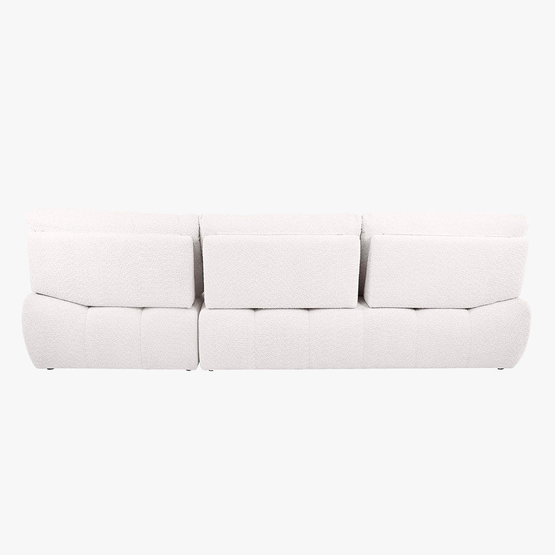 DALIA Canapé d'angle avec dossier amovible en tissu blanc écru  - Angle droit