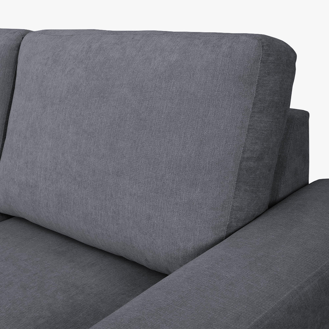 CELIA Canapé d'angle convertible et réversible avec coffre en tissu gris foncé