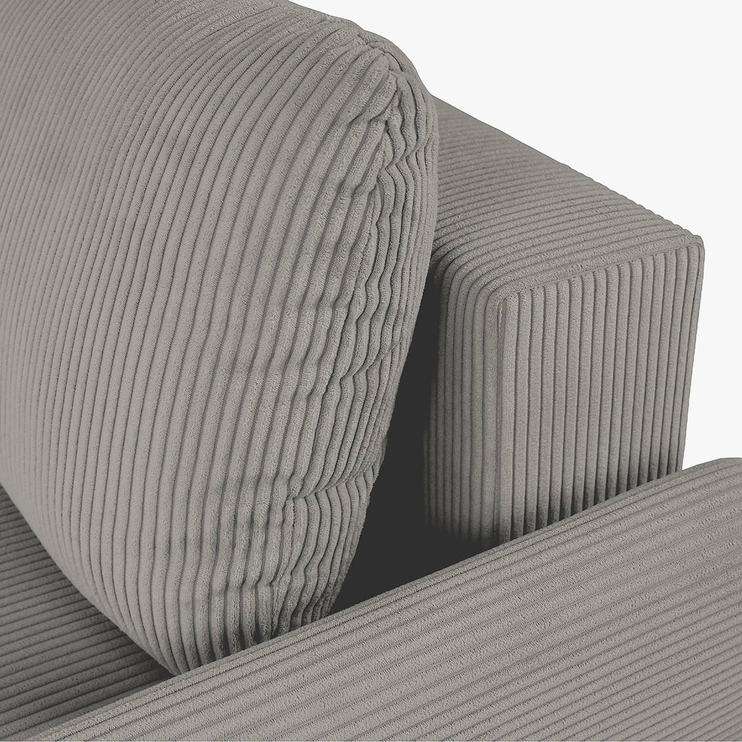 LANA Canapé d'angle convertible et réversible avec coffre en tissu gris clair