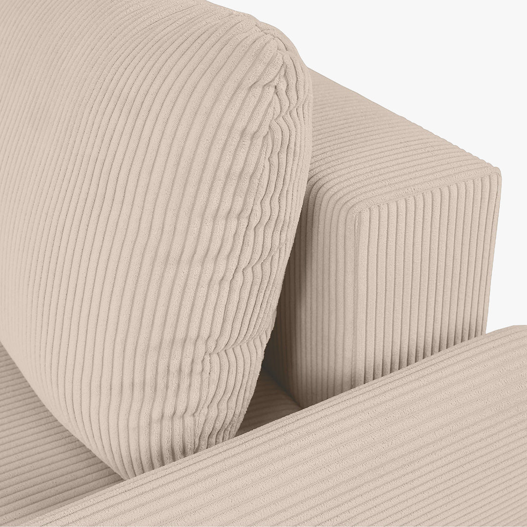 LANA Canapé d'angle convertible et réversible avec coffre en tissu beige