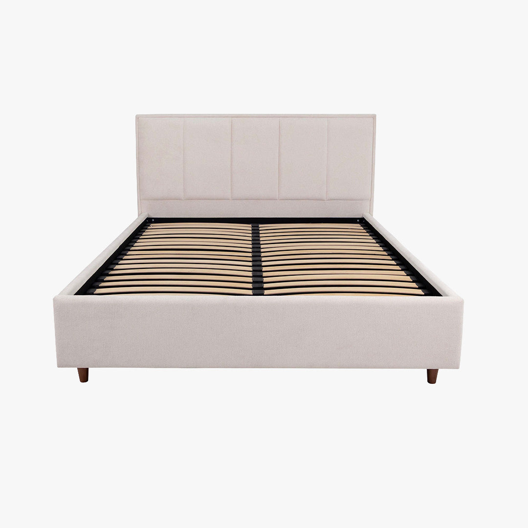 OLEA Lit double en tissu beige avec coffre 180x200 cm