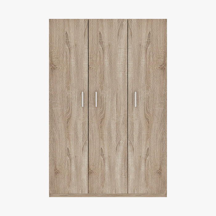MIKE XL Armoire 3 portes 8 étagères couleur chêne clair