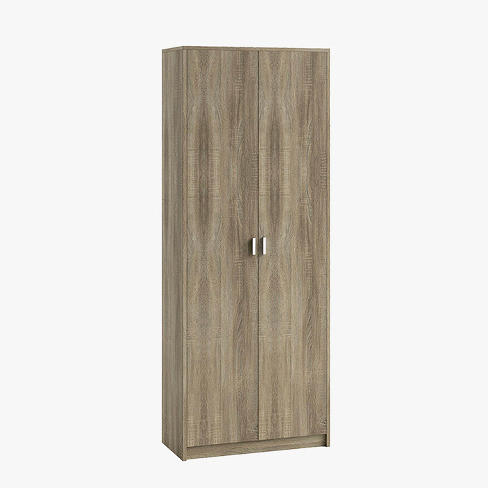 SPACE XL Armoire 2 portes 5 étagères couleur bois clair