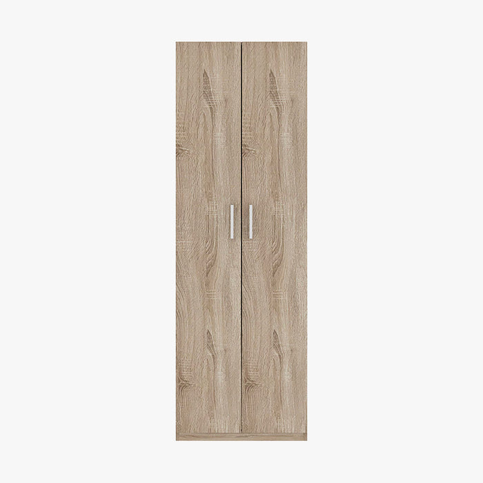 MIKE Armoire 2 portes 4 étagères couleur chêne clair