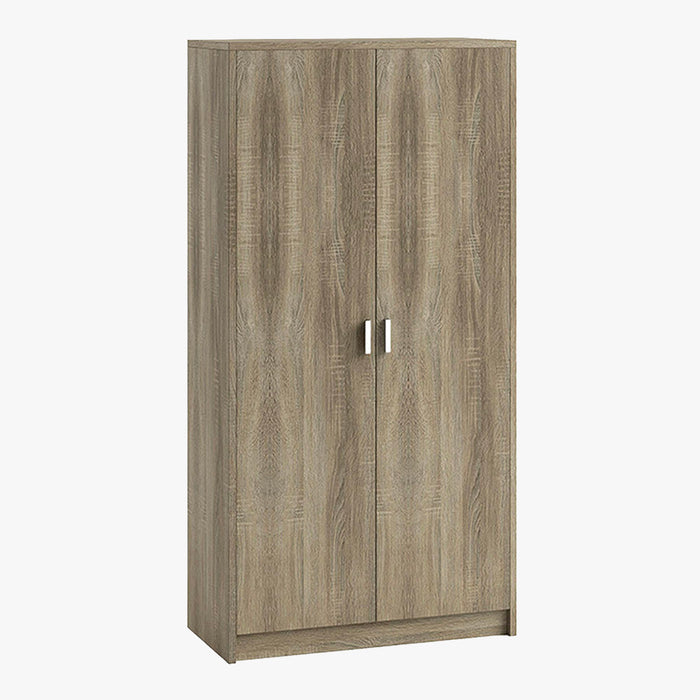 SPACE Armoire 2 portes 4 étagères couleur bois clair