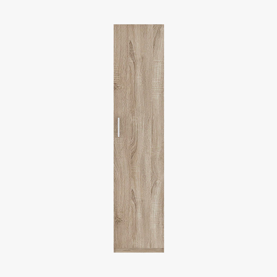 MIKE Armoire 1 porte 4 étagères couleur chêne clair