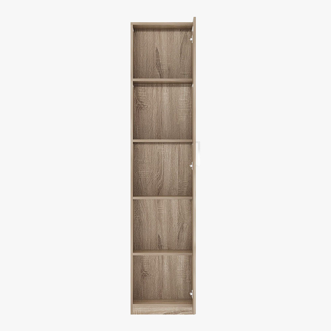 MIKE Armoire 1 porte 4 étagères couleur chêne clair
