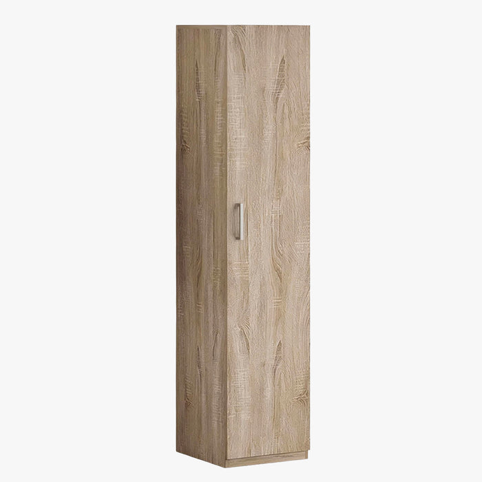 MIKE Armoire 1 porte 4 étagères couleur chêne clair