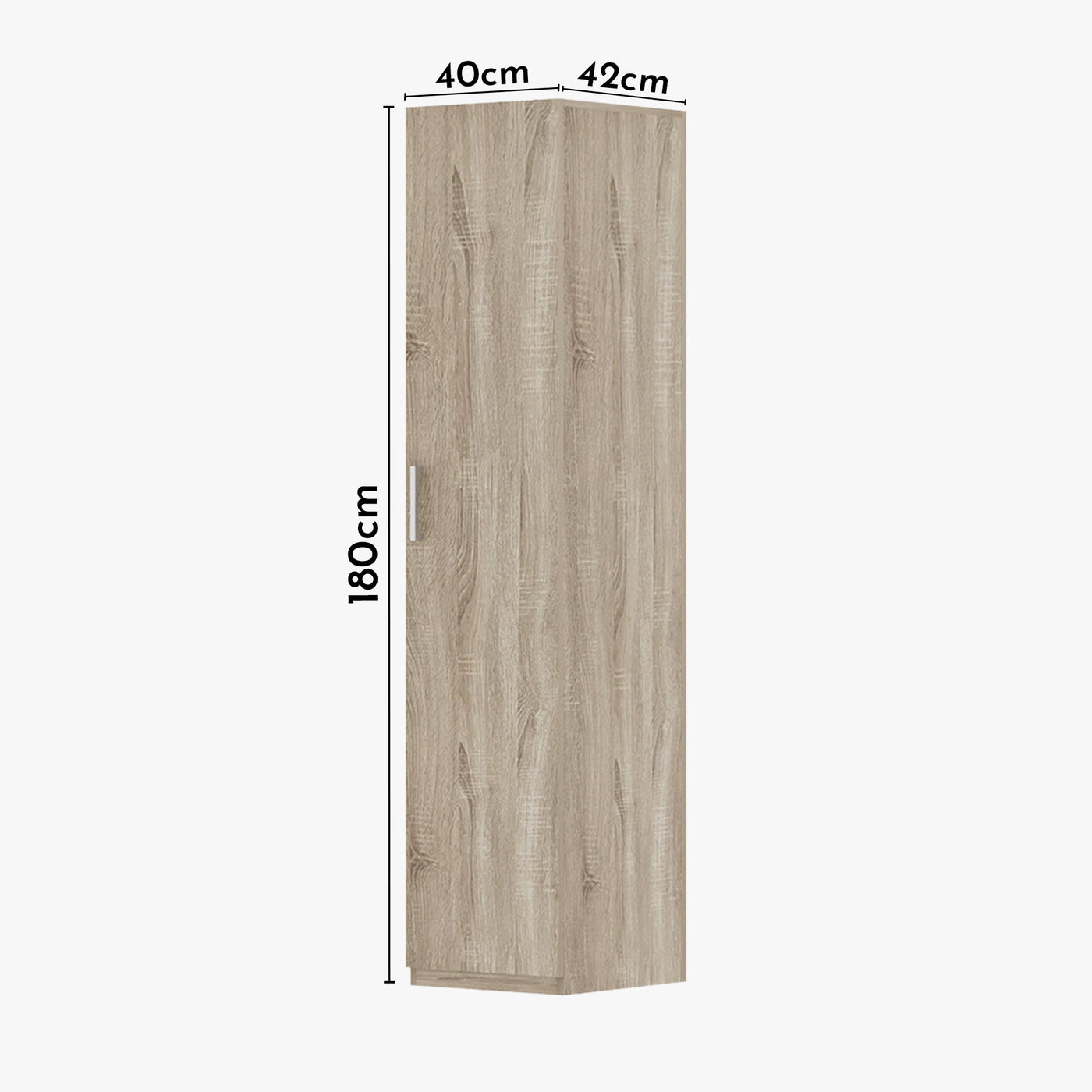 MIKE Armoire 1 porte 4 étagères couleur chêne clair