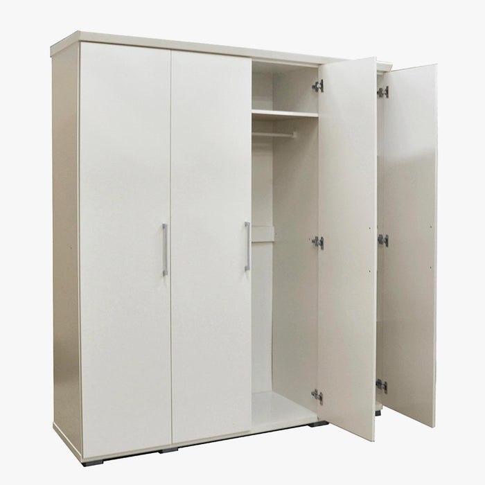MIKE XXL Armoire 4 portes 7 étagères et penderie blanc
