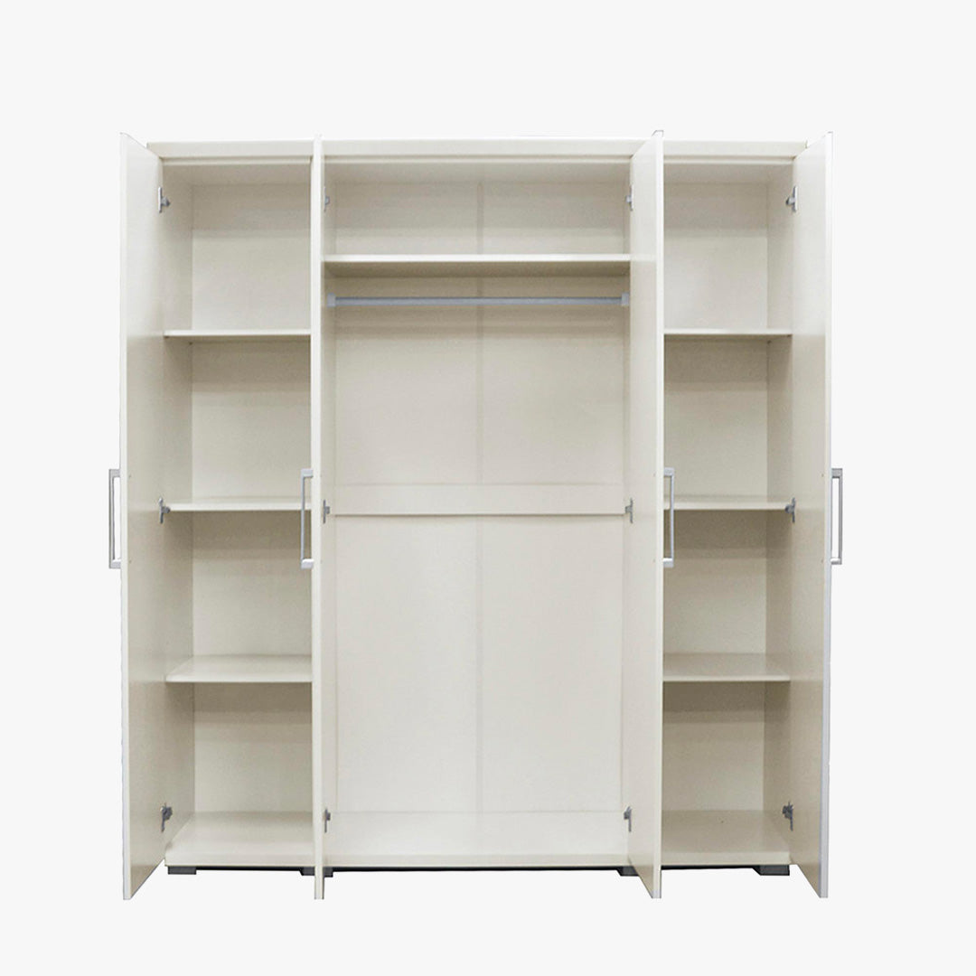 MIKE XXL Armoire 4 portes 7 étagères et penderie blanc