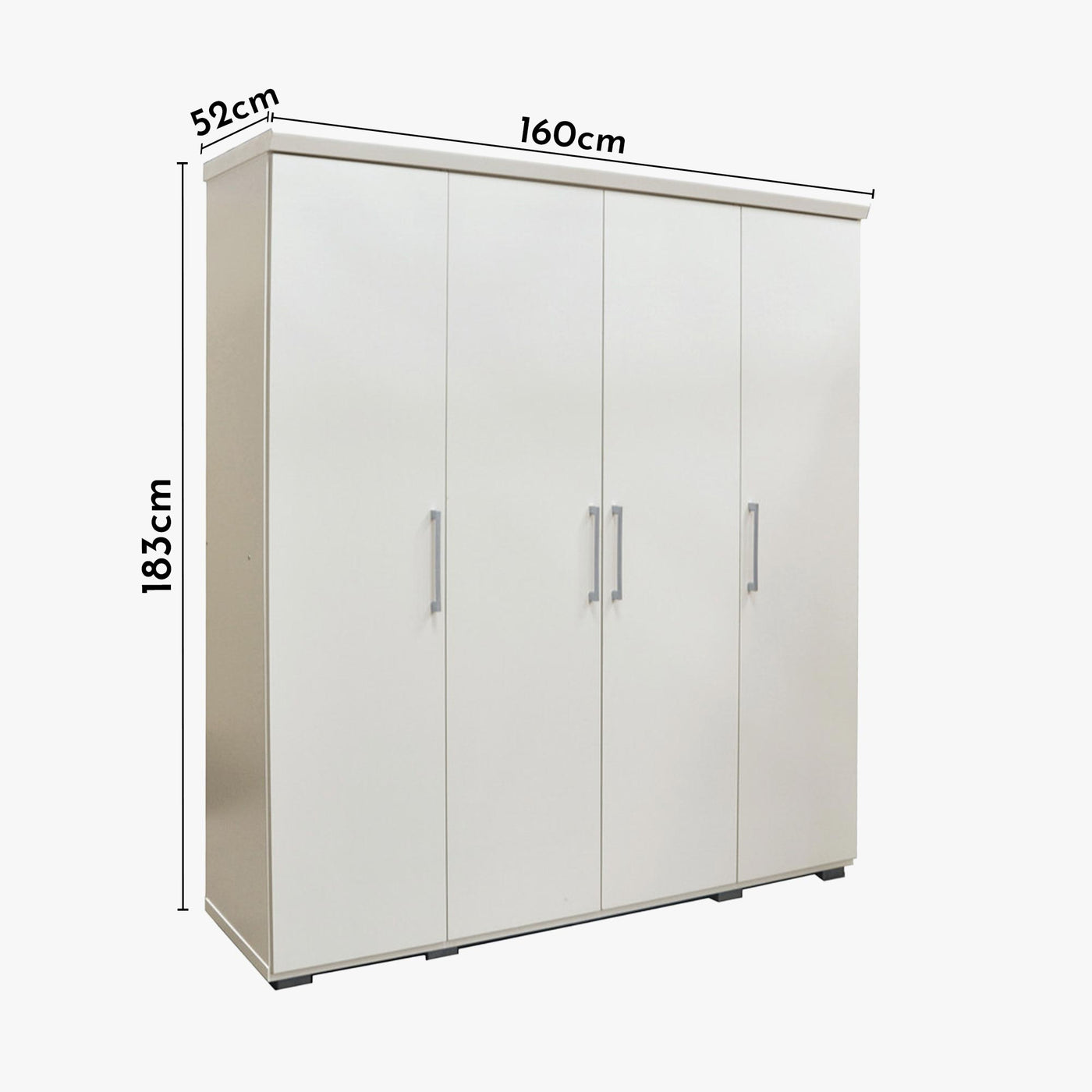 MIKE XXL Armoire 4 portes 7 étagères et penderie blanc