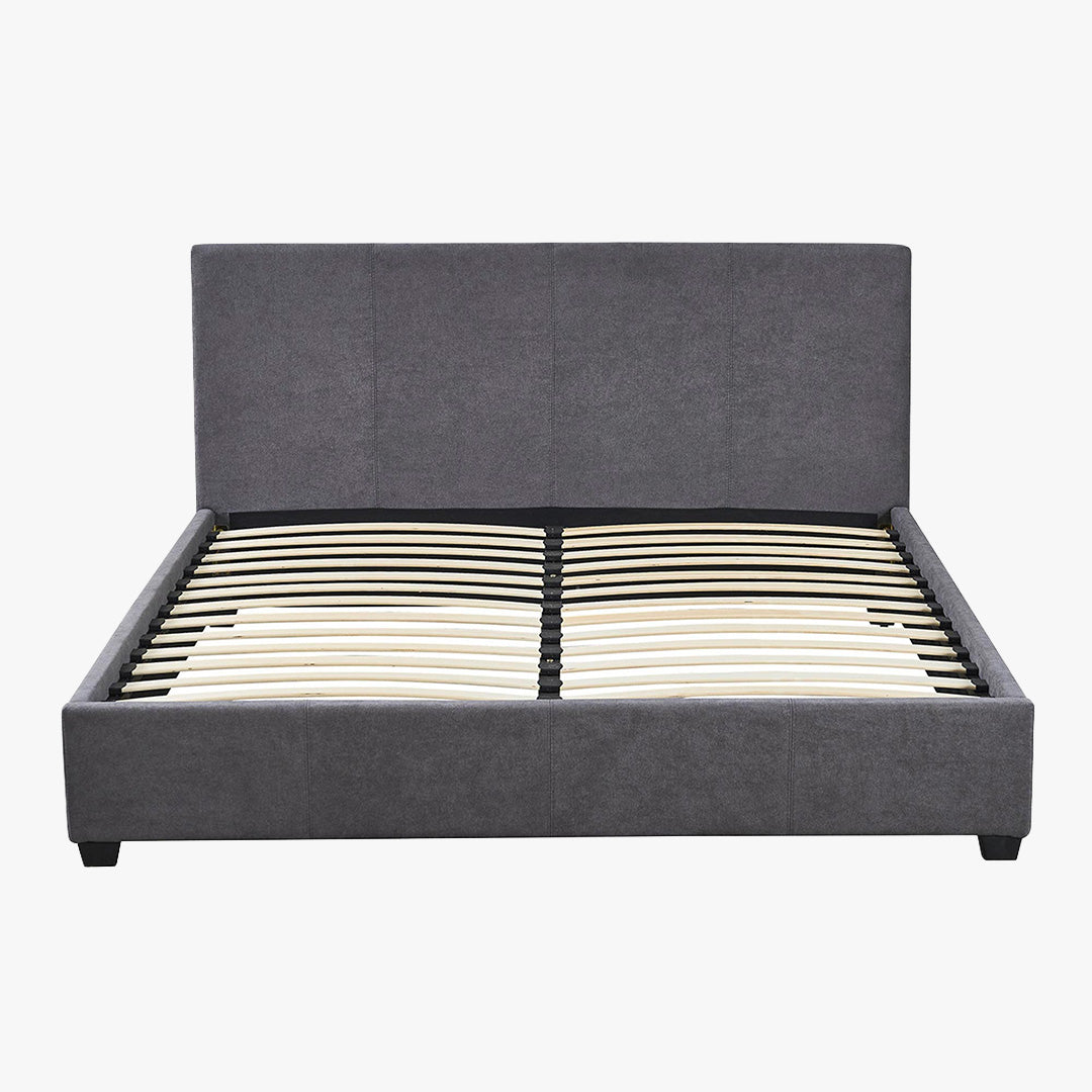 ROMA TISSU Lit double en tissu gris 160x200 cm