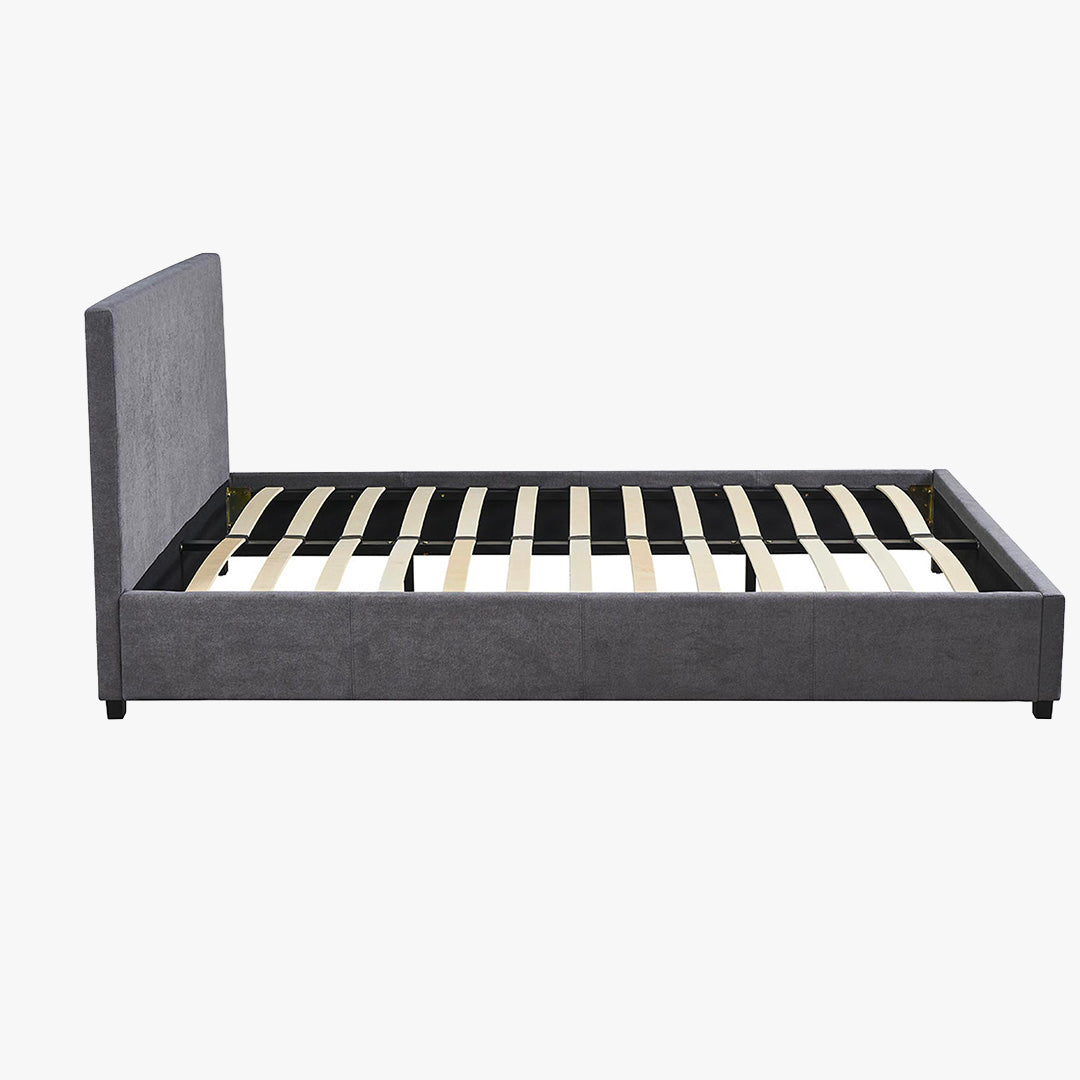 ROMA TISSU Lit double en tissu gris 160x200 cm