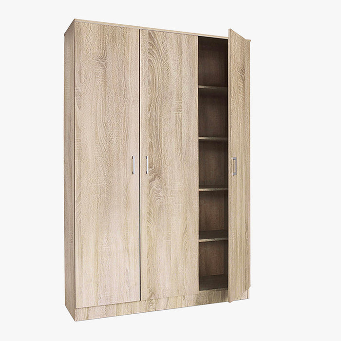 RAY XL Armoire 3 portes 4 étagères couleur chêne clair