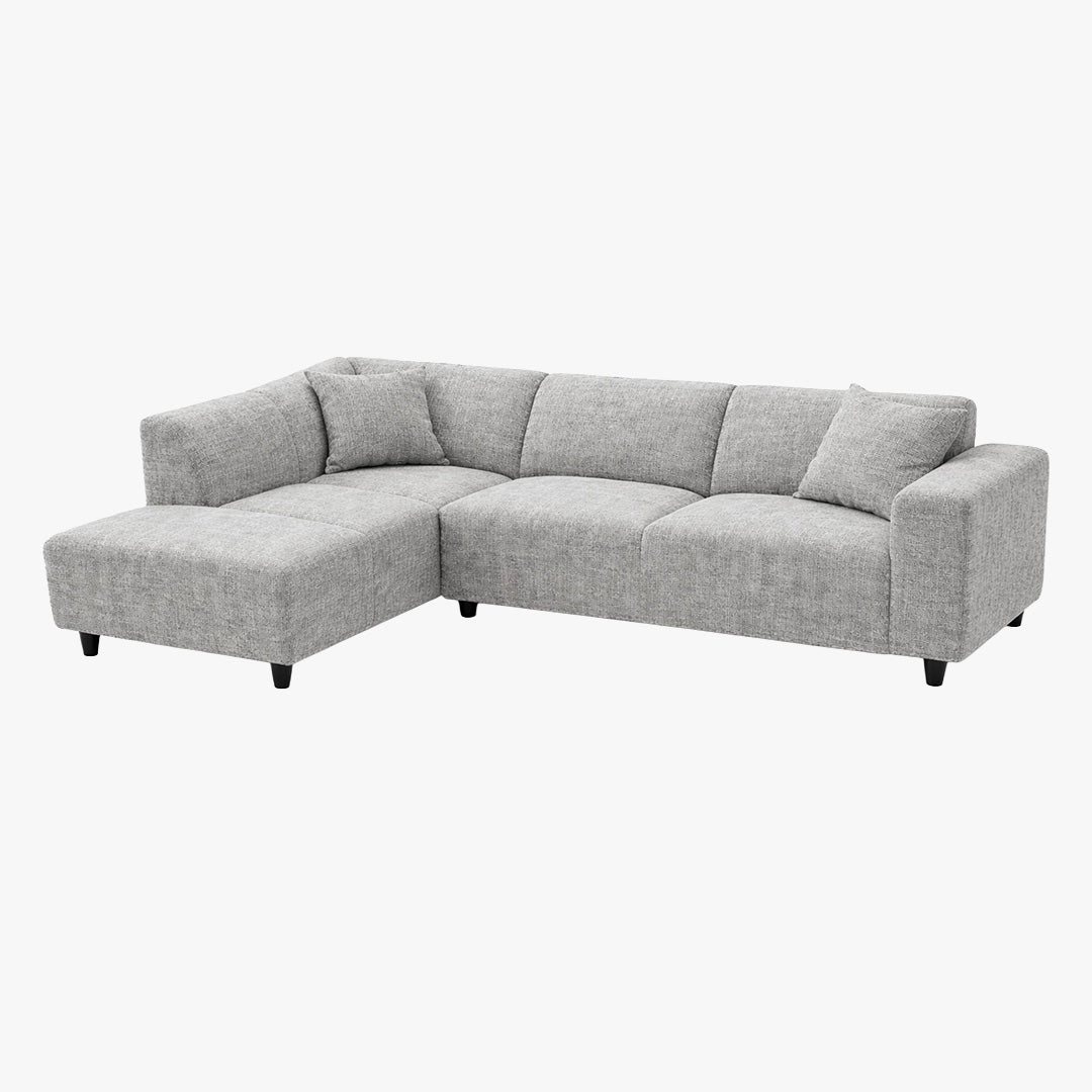 MUNICH Canapé d'angle en tissu gris - Angle gauche
