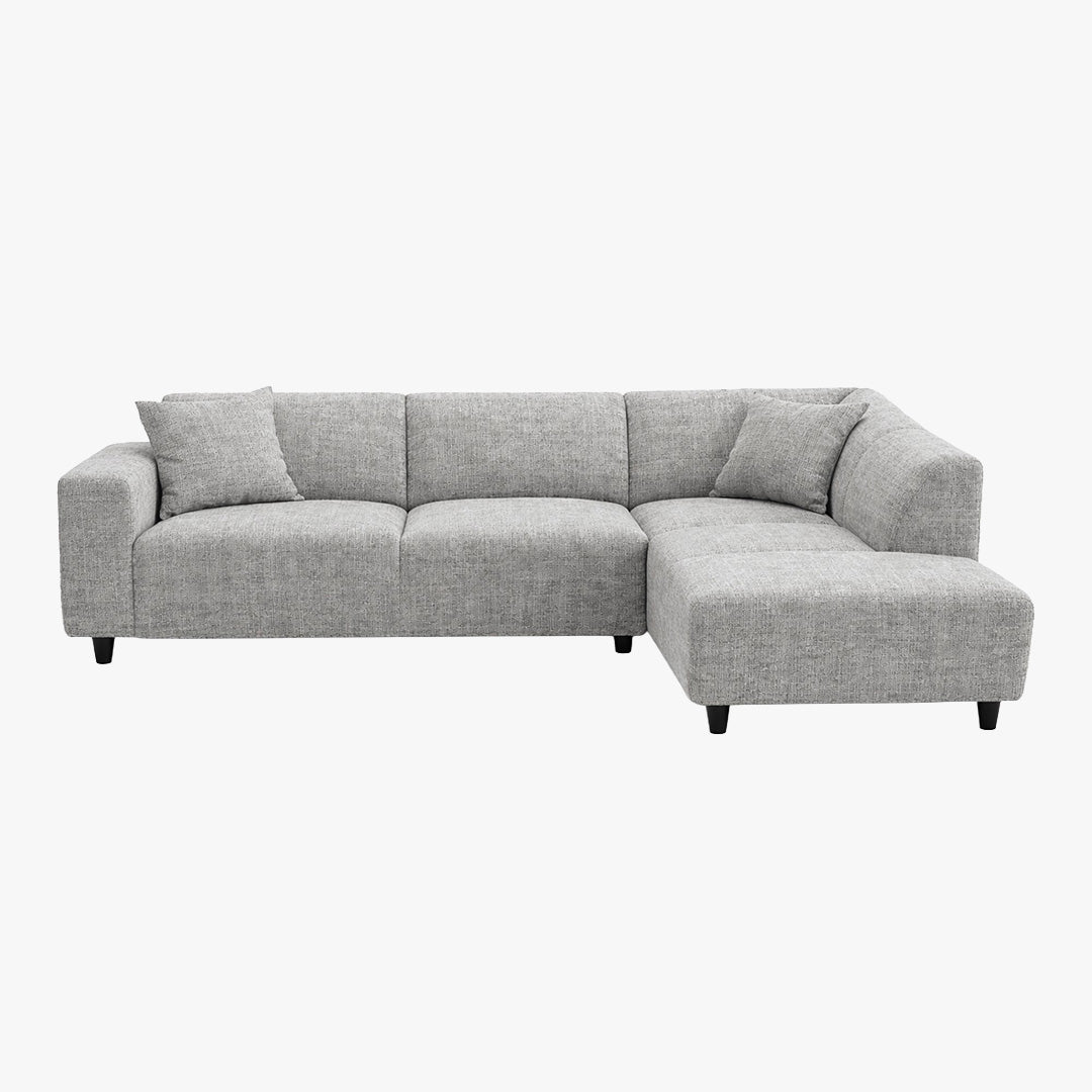 MUNICH Canapé d'angle en tissu gris - Angle droit