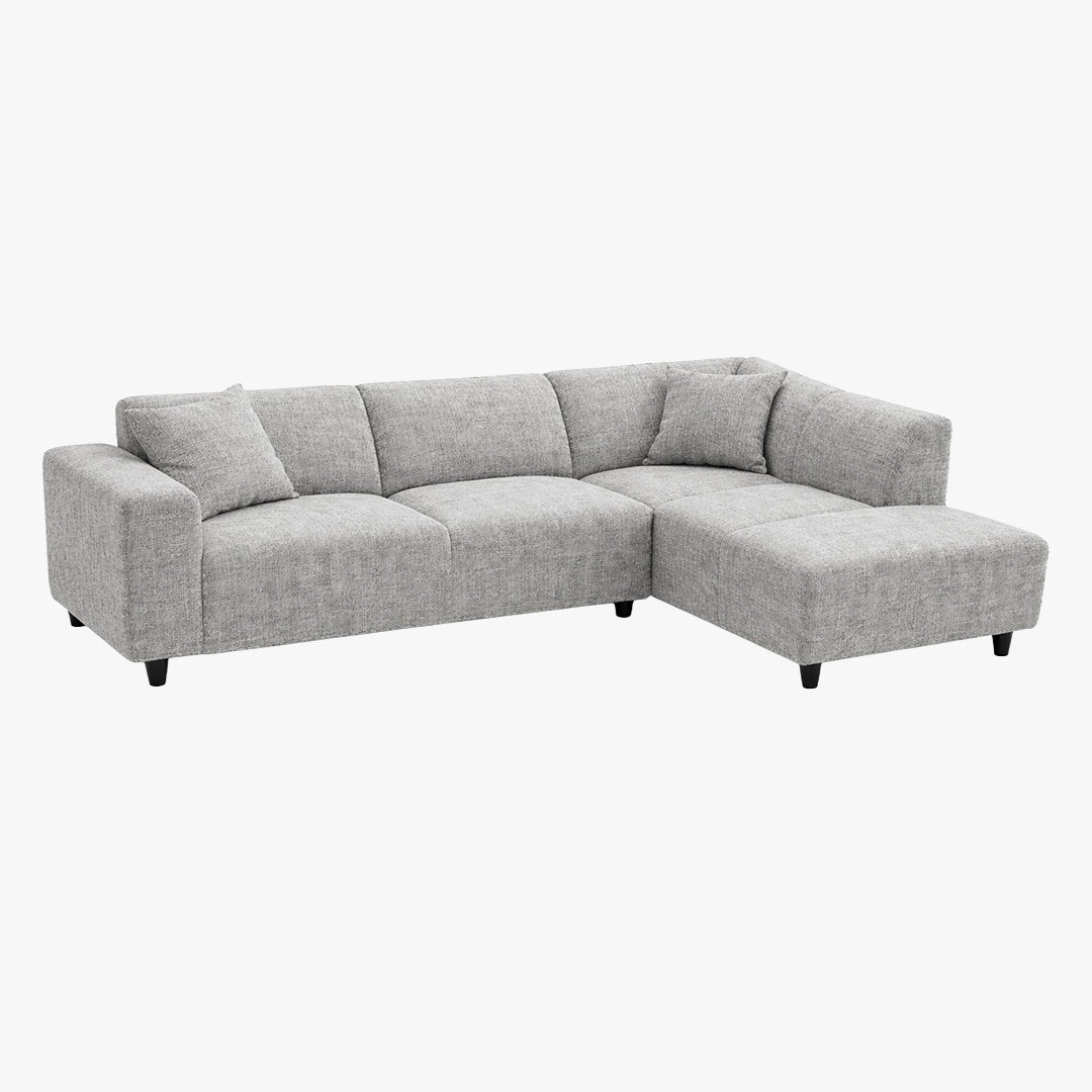 MUNICH Canapé d'angle en tissu gris - Angle droit