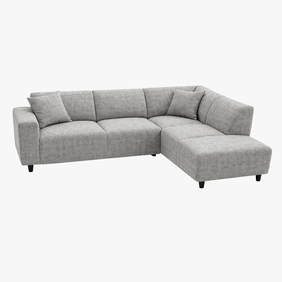 MUNICH Canapé d'angle en tissu gris - Angle droit