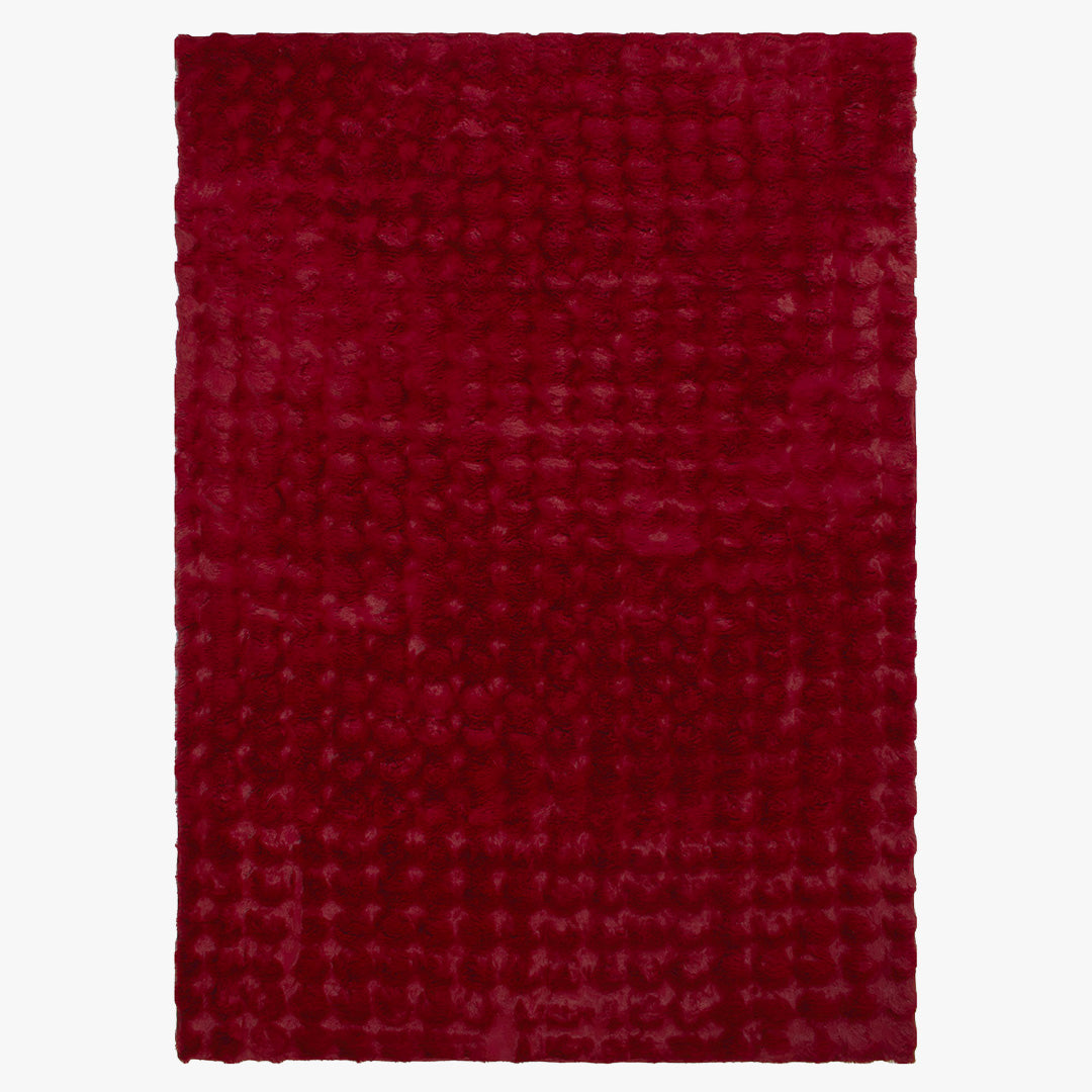 BUBBLE Tapis tissu doux à relief rouge - 160x230