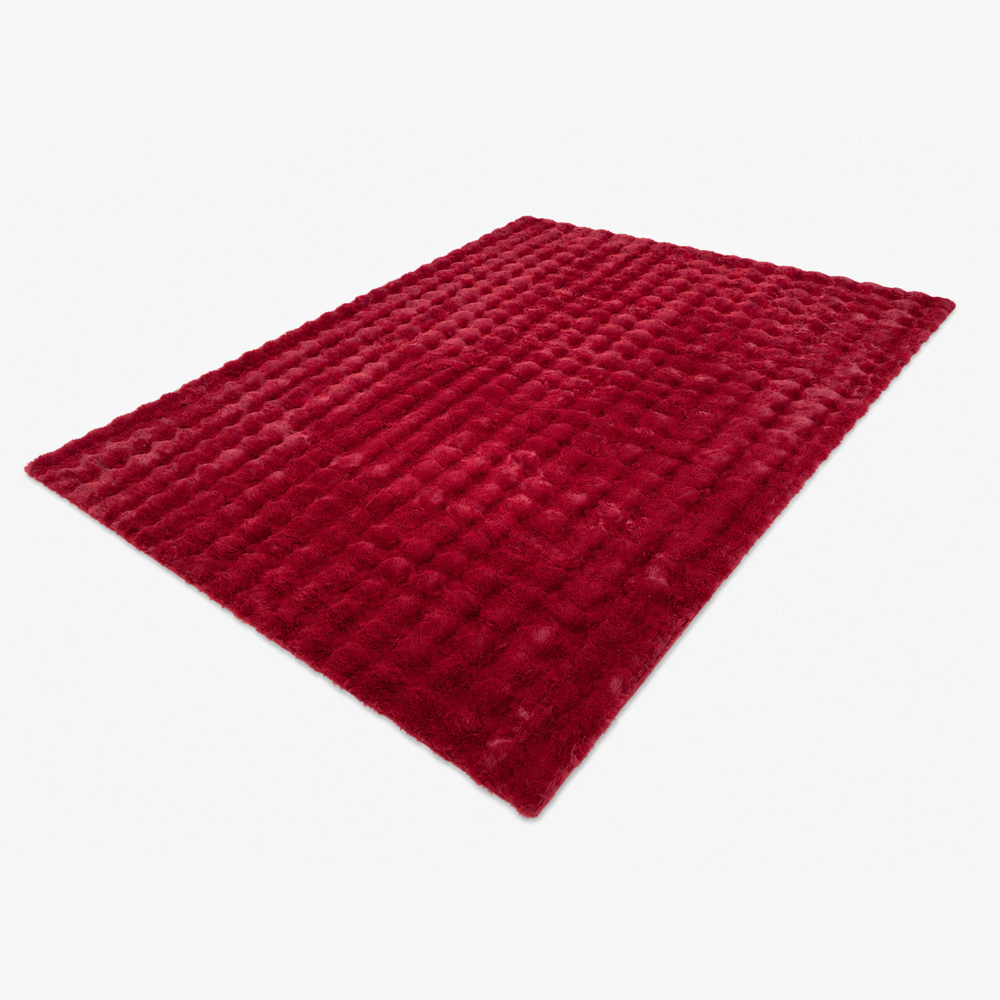 BUBBLE Tapis tissu doux à relief rouge - 160x230