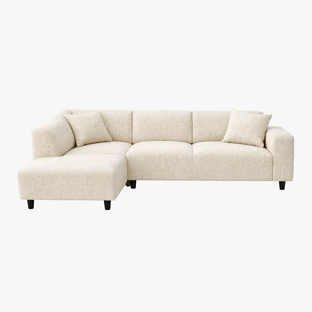 MUNICH Canapé d'angle en tissu beige foncé - Angle gauche