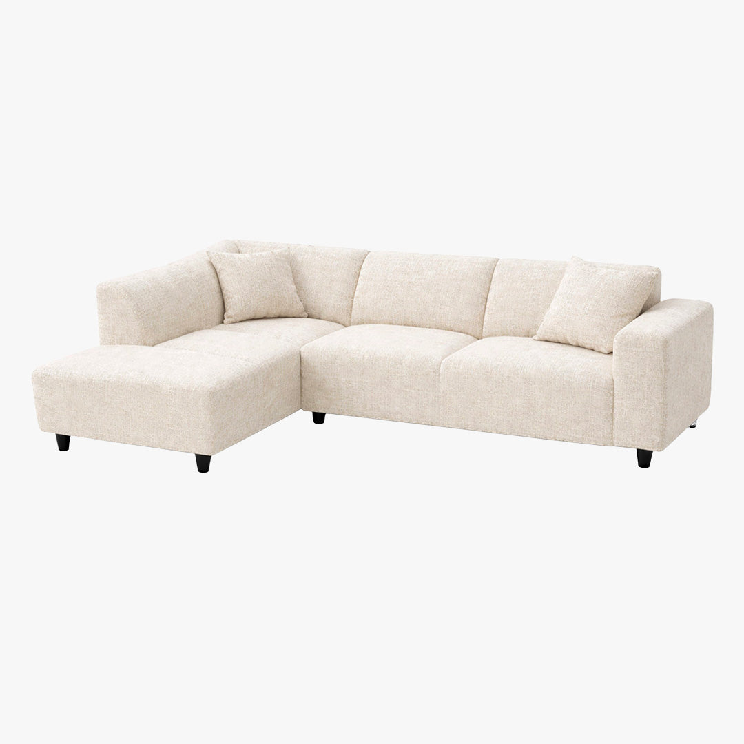 MUNICH Canapé d'angle en tissu beige foncé - Angle gauche