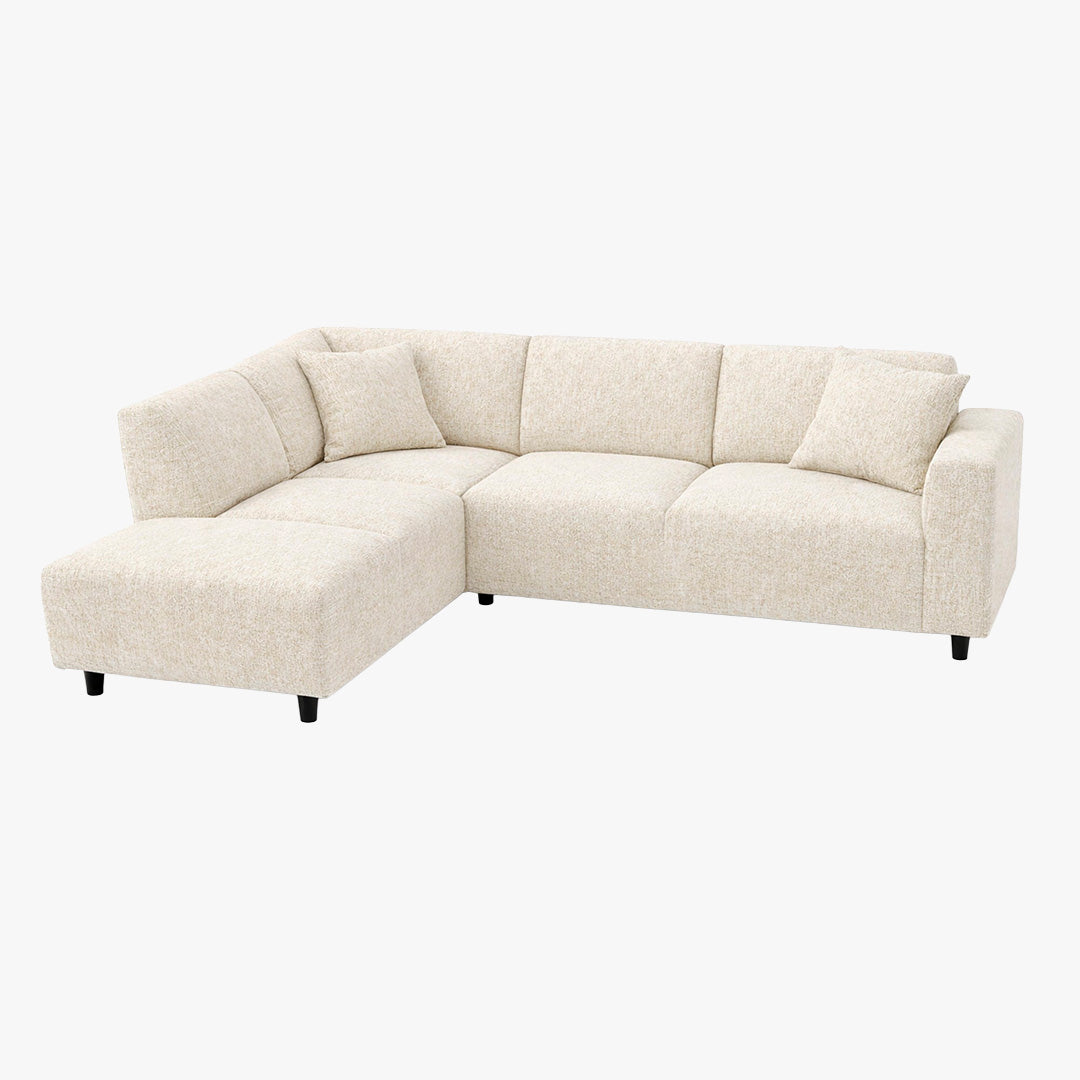 MUNICH Canapé d'angle en tissu beige foncé - Angle gauche