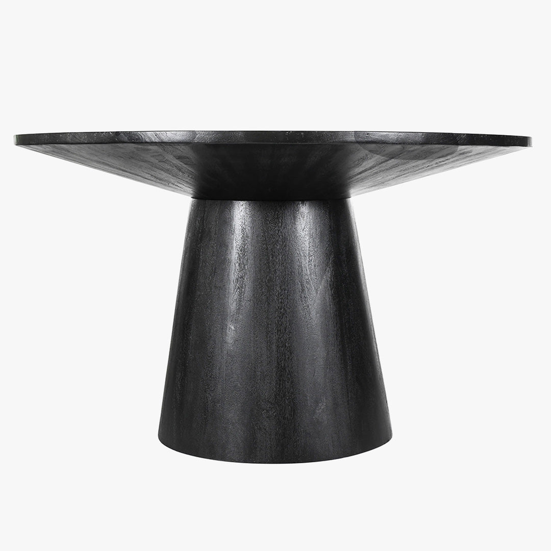 TOMMY - 130 Table à manger ronde en bois de manguier noir D130 cm