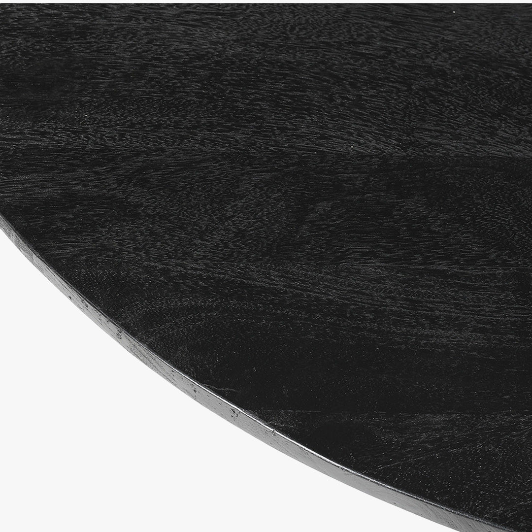 TOMMY - 130 Table à manger ronde en bois de manguier noir D130 cm