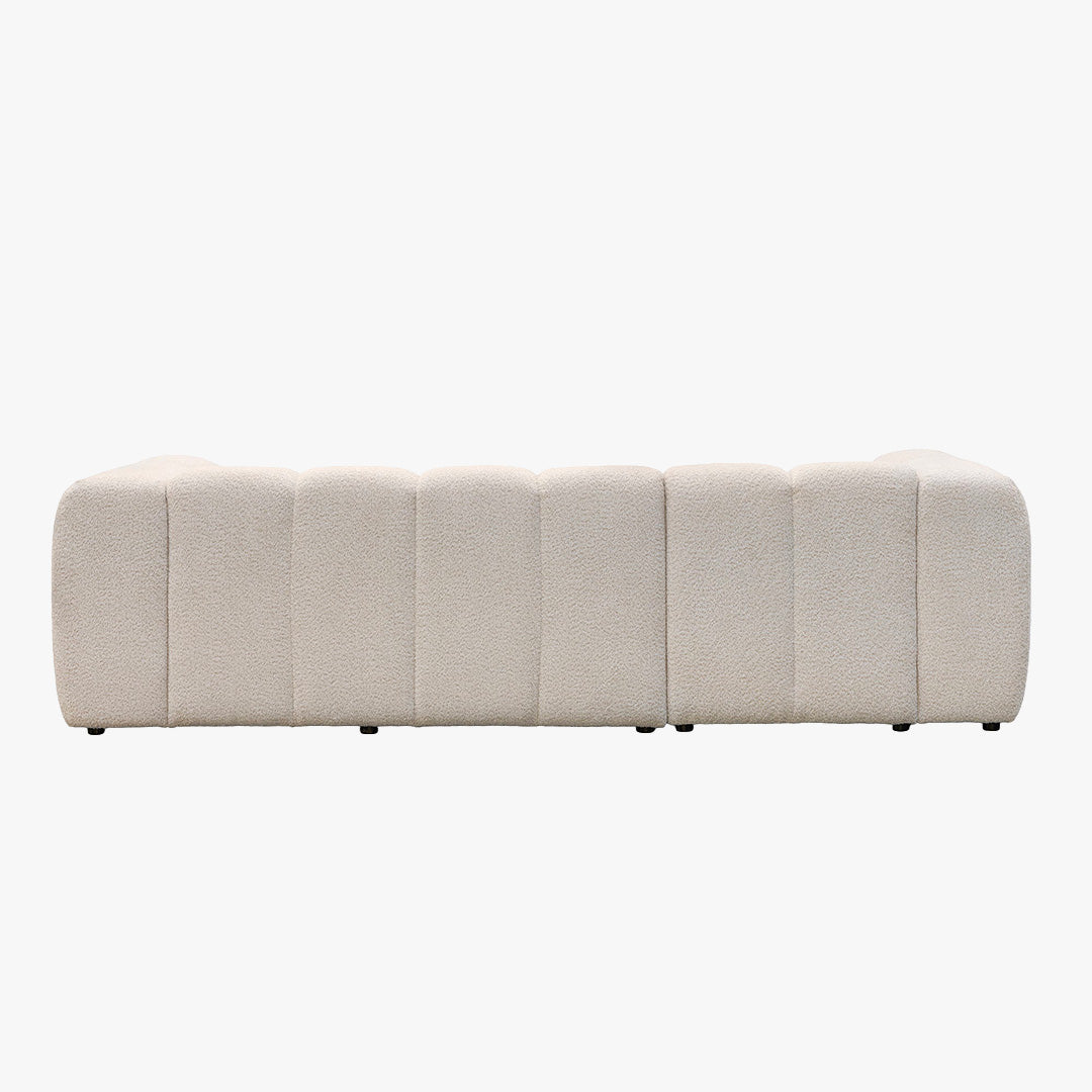 LAYANE Canapé d'angle tissu bouclette beige - Angle gauche