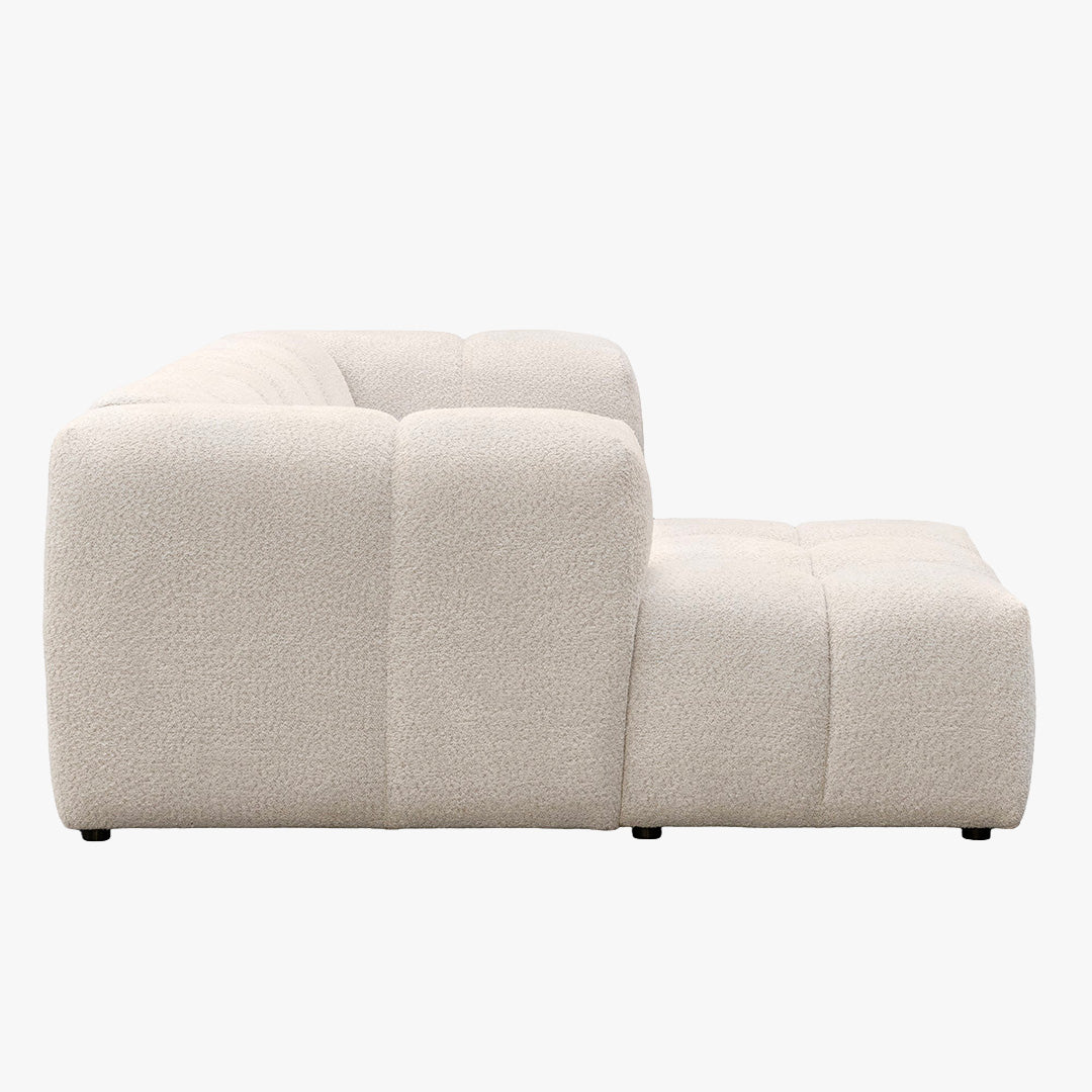 LAYANE Canapé d'angle tissu bouclette beige - Angle gauche