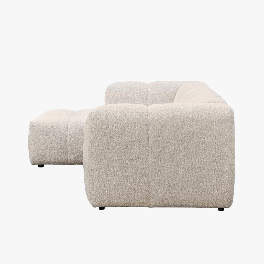 LAYANE Canapé d'angle tissu bouclette beige - Angle gauche