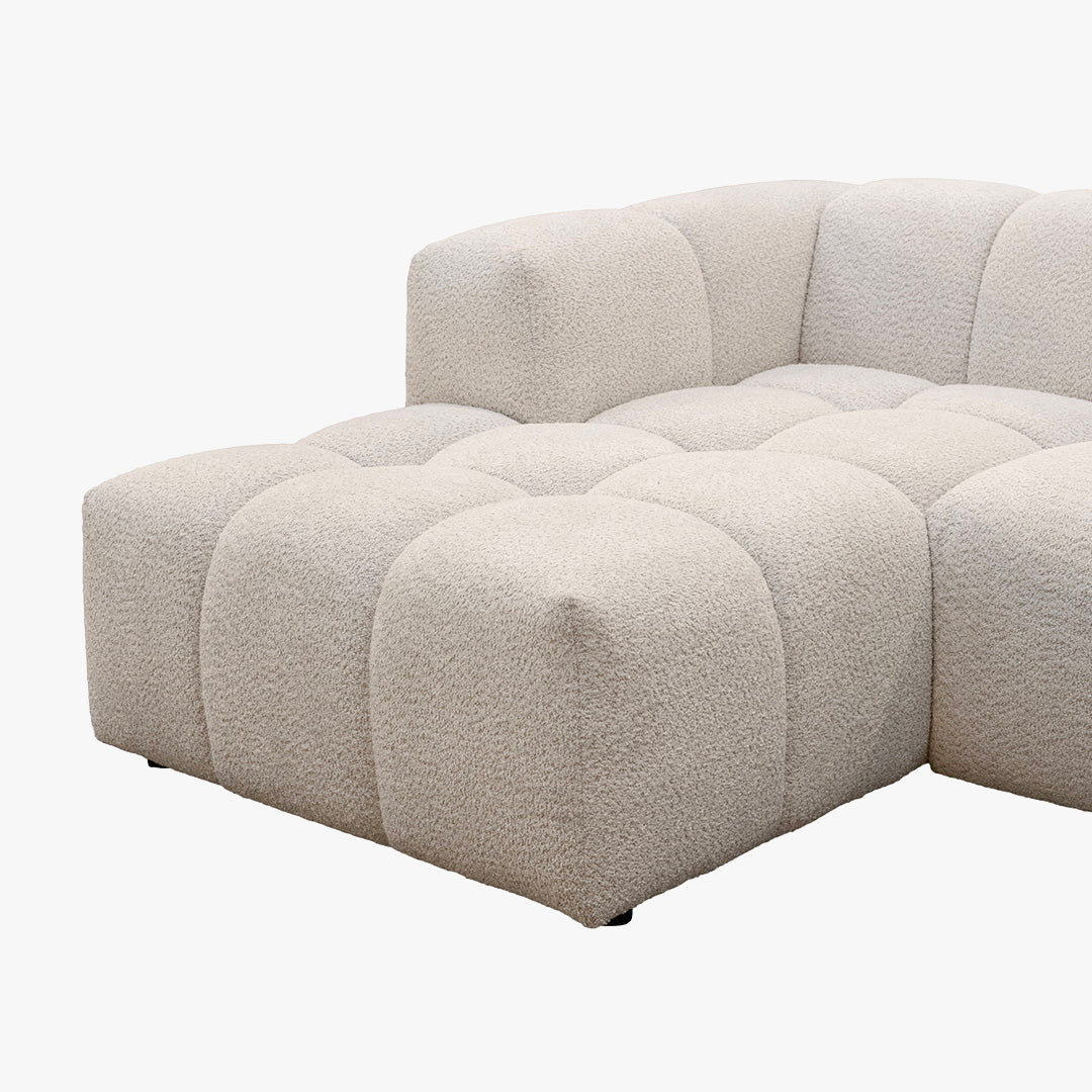 LAYANE Canapé d'angle tissu bouclette beige - Angle gauche