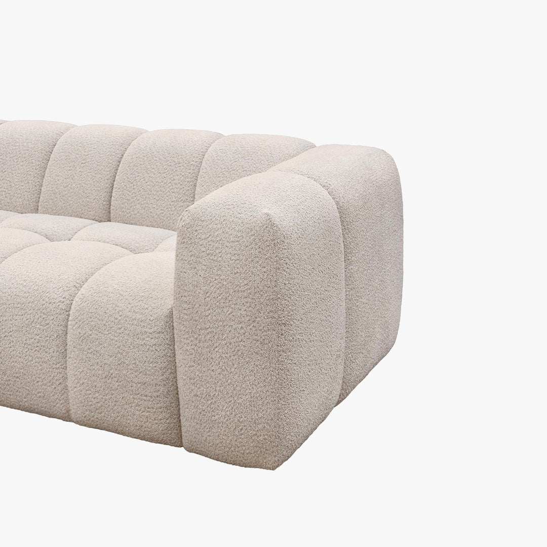 LAYANE Canapé d'angle tissu bouclette beige - Angle gauche