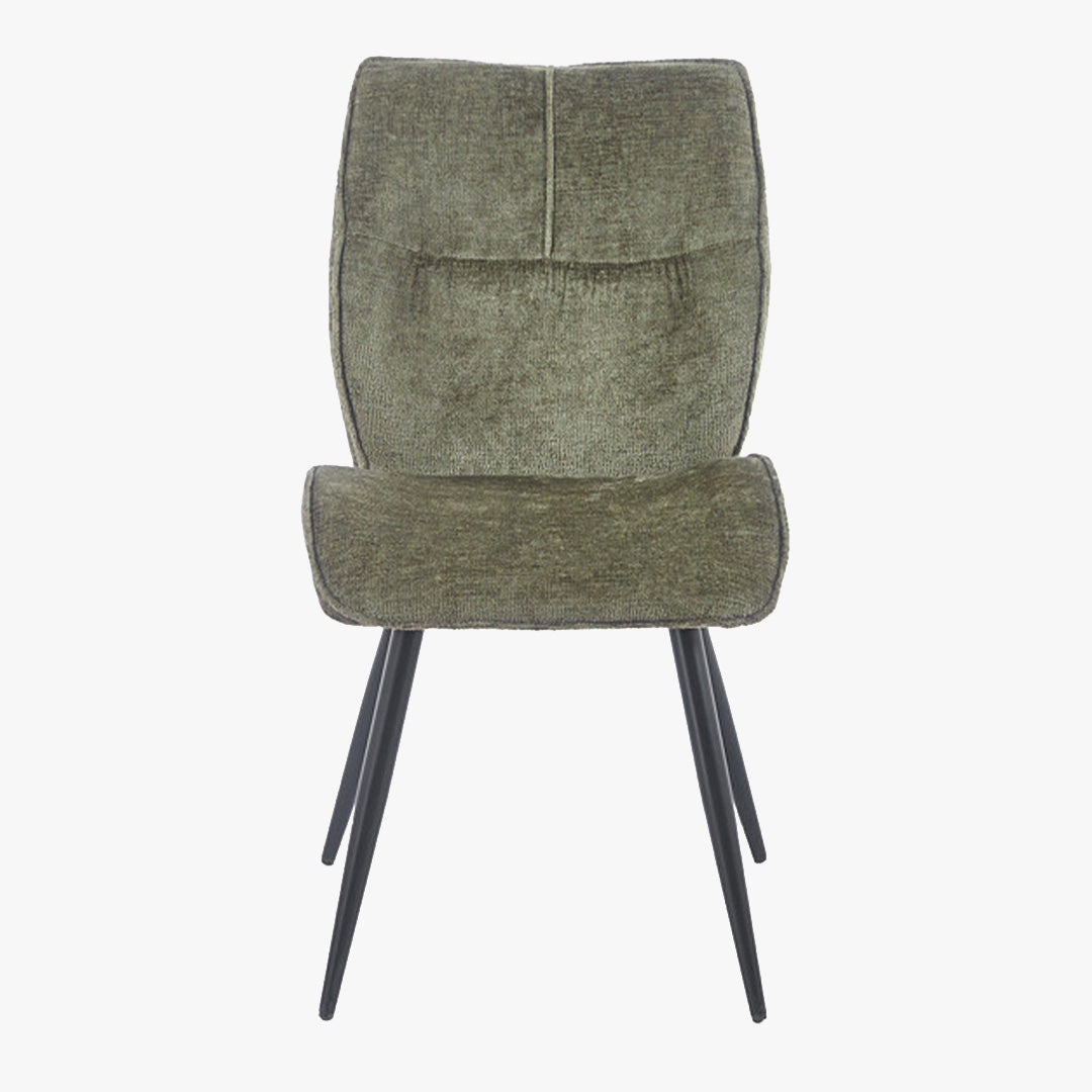 FAYE Lot de 2 chaises en tissu vert pieds en métal noir