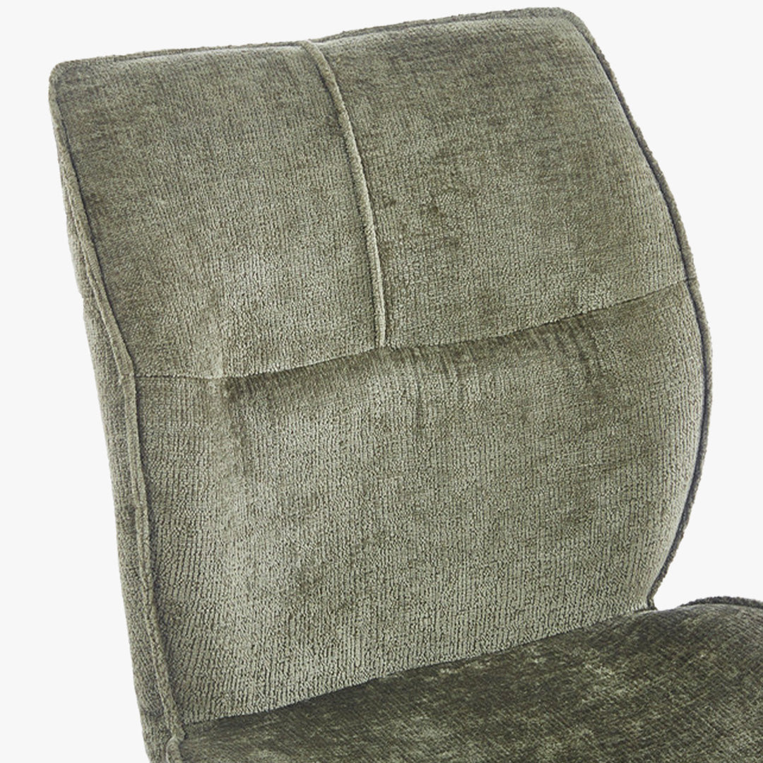 FAYE Lot de 2 chaises en tissu vert pieds en métal noir