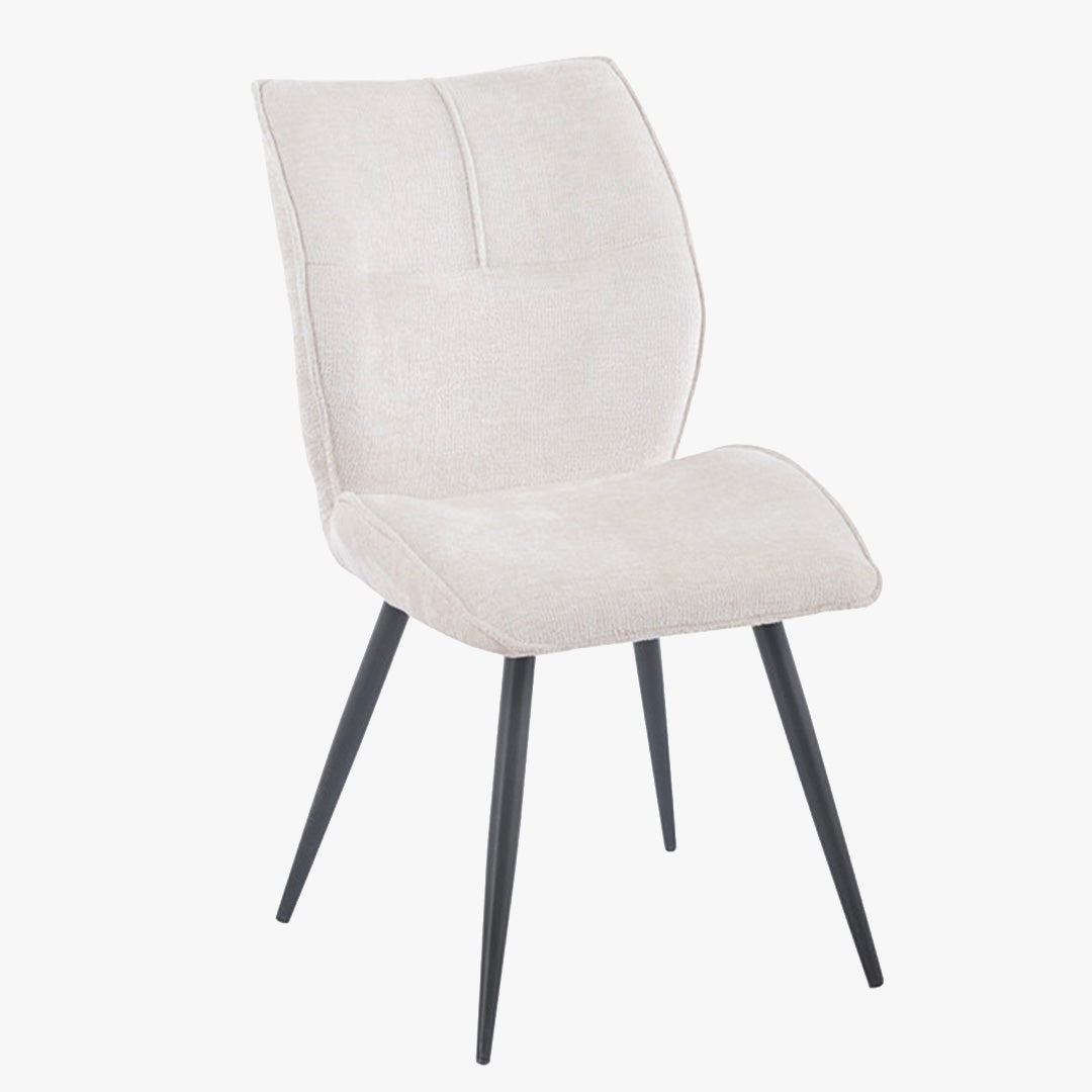 FAYE Lot de 2 chaises en tissu écru pieds en métal noir