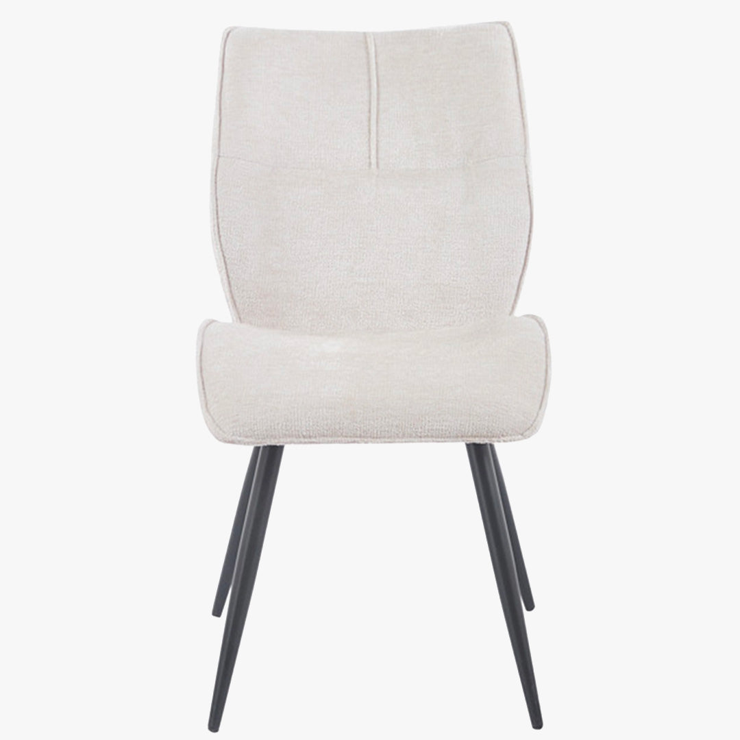 FAYE Lot de 2 chaises en tissu écru pieds en métal noir