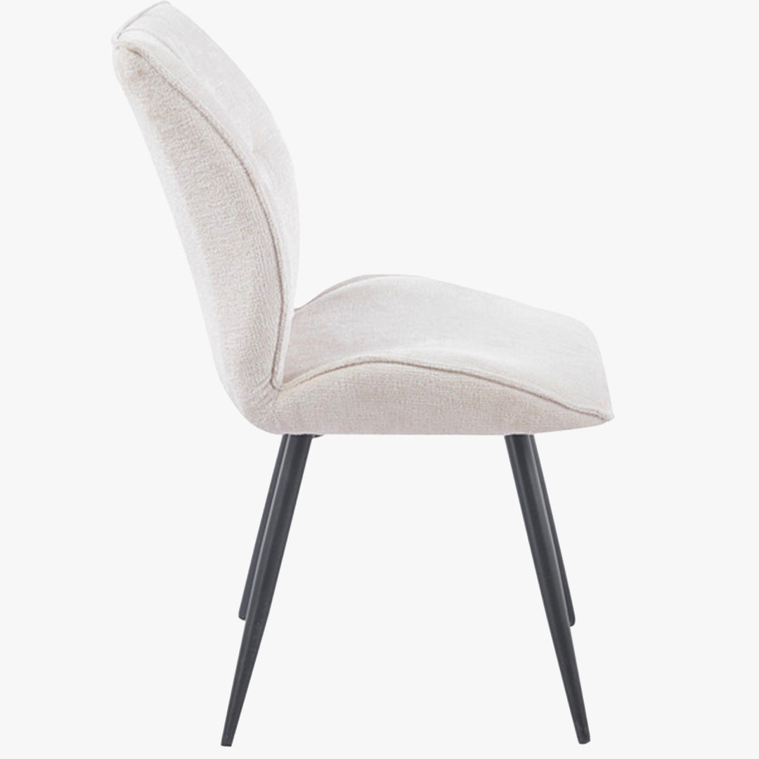 FAYE Lot de 2 chaises en tissu écru pieds en métal noir