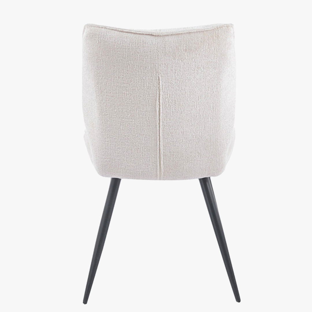 FAYE Lot de 2 chaises en tissu écru pieds en métal noir