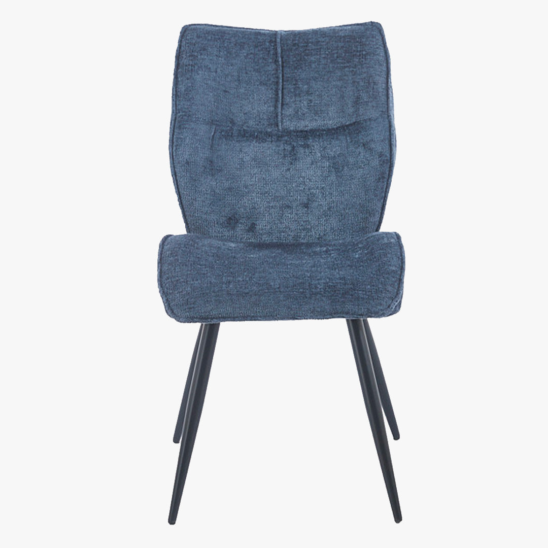 FAYE Lot de 2 chaises en tissu bleu pieds en métal noir