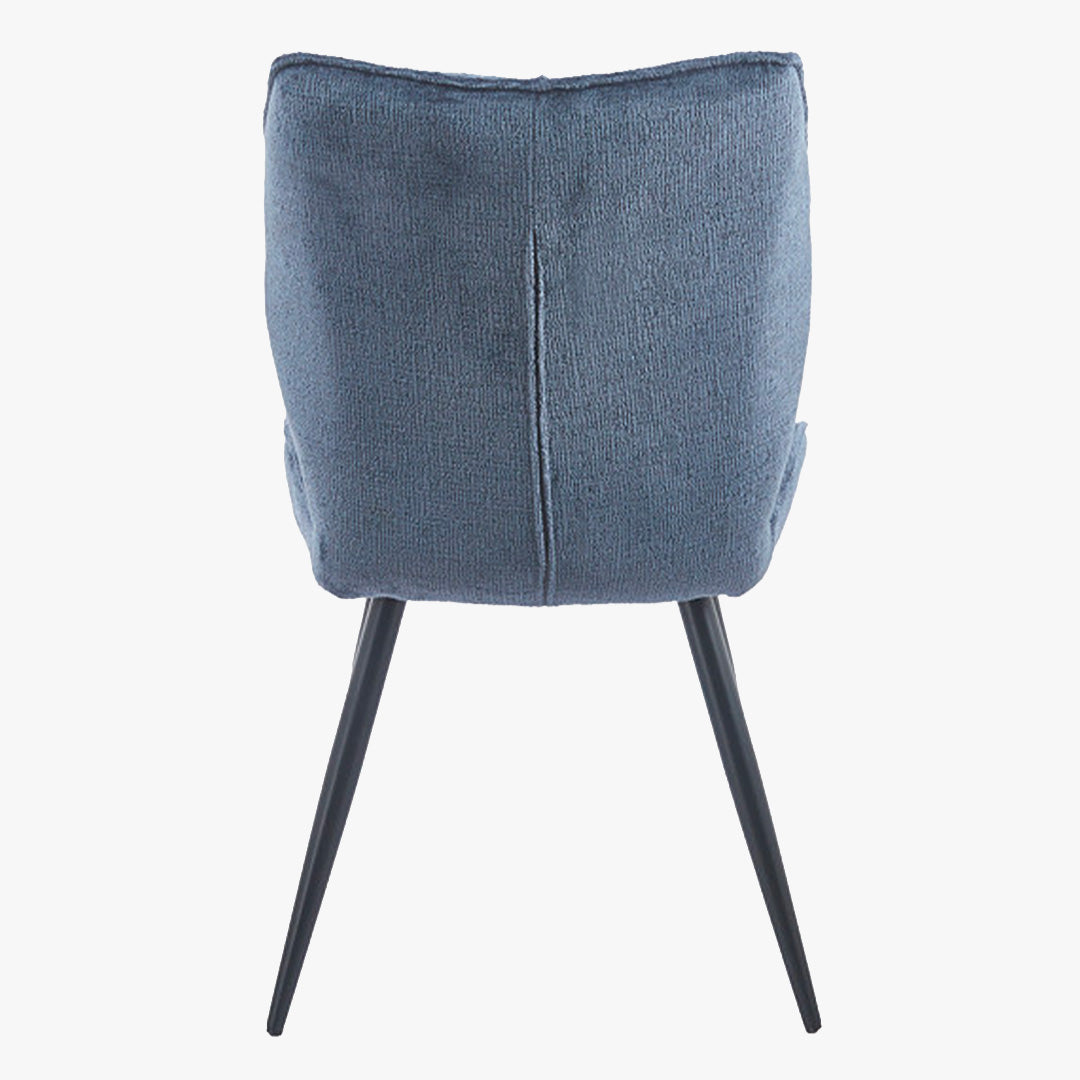 FAYE Lot de 2 chaises en tissu bleu pieds en métal noir