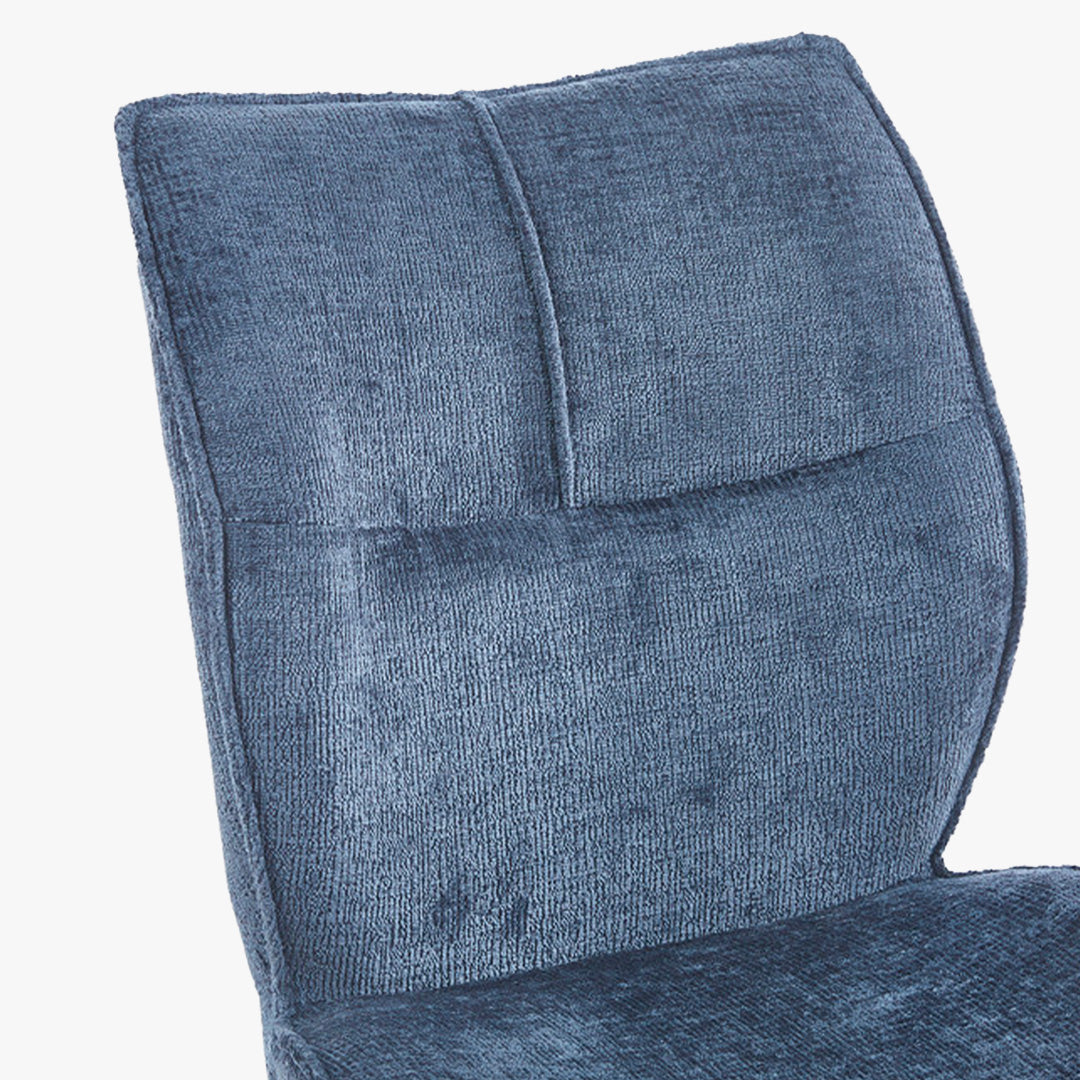 FAYE Lot de 2 chaises en tissu bleu pieds en métal noir