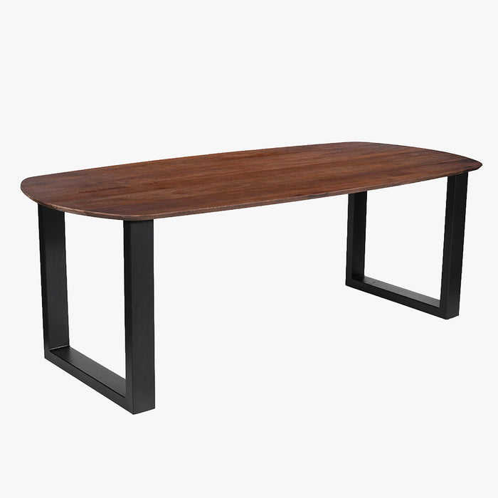 TOMMY - 220 Table à manger ovale en bois de manguier clair pieds en métal noir 220 cm