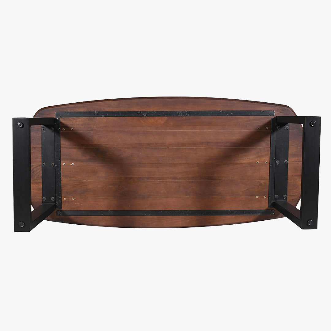 TOMMY - 220 Table à manger ovale en bois de manguier clair pieds en métal noir 220 cm